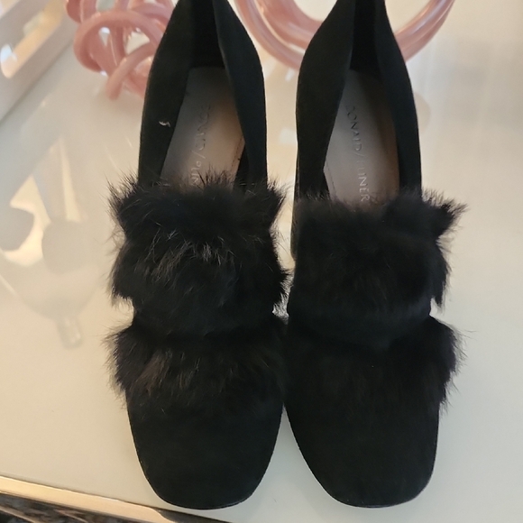 Donald J. Pliner Shoes - Black Fur-Trimmed Women's Shoes